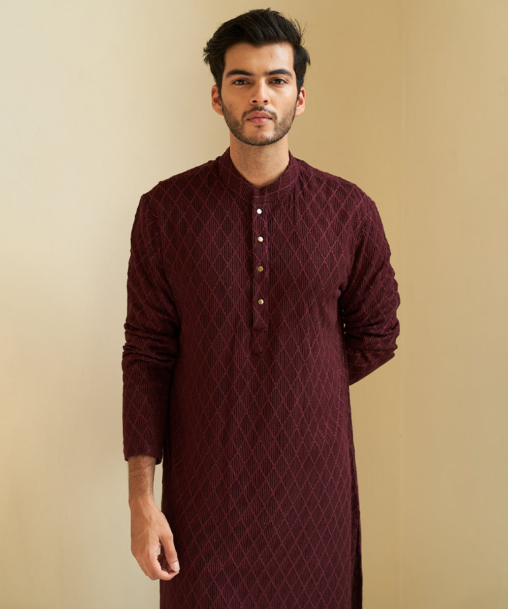 Ox blood kurta set