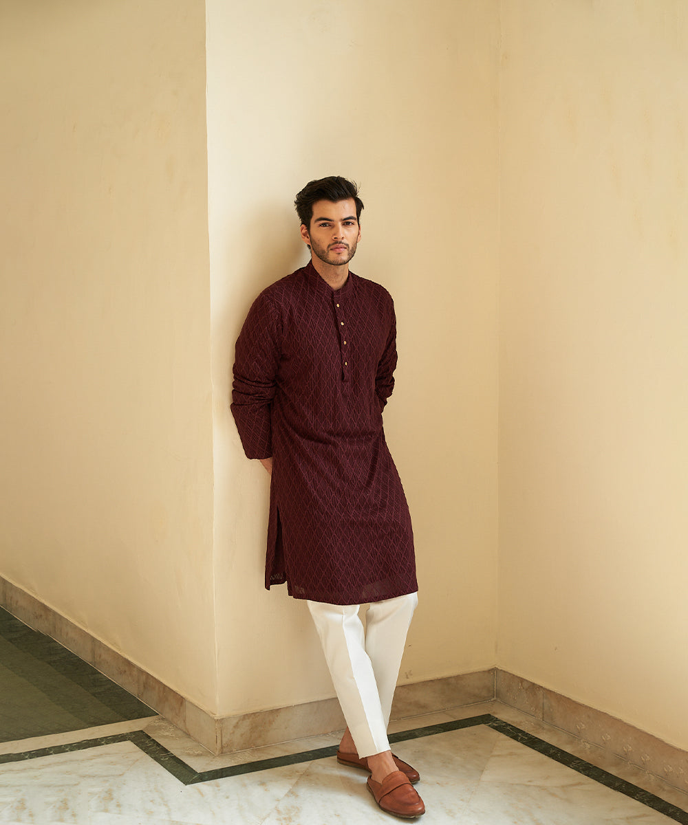 Ox blood kurta set