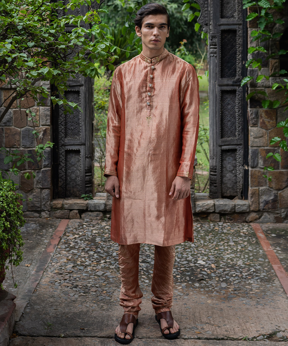 Blush Pink hand embroidered men's kurta