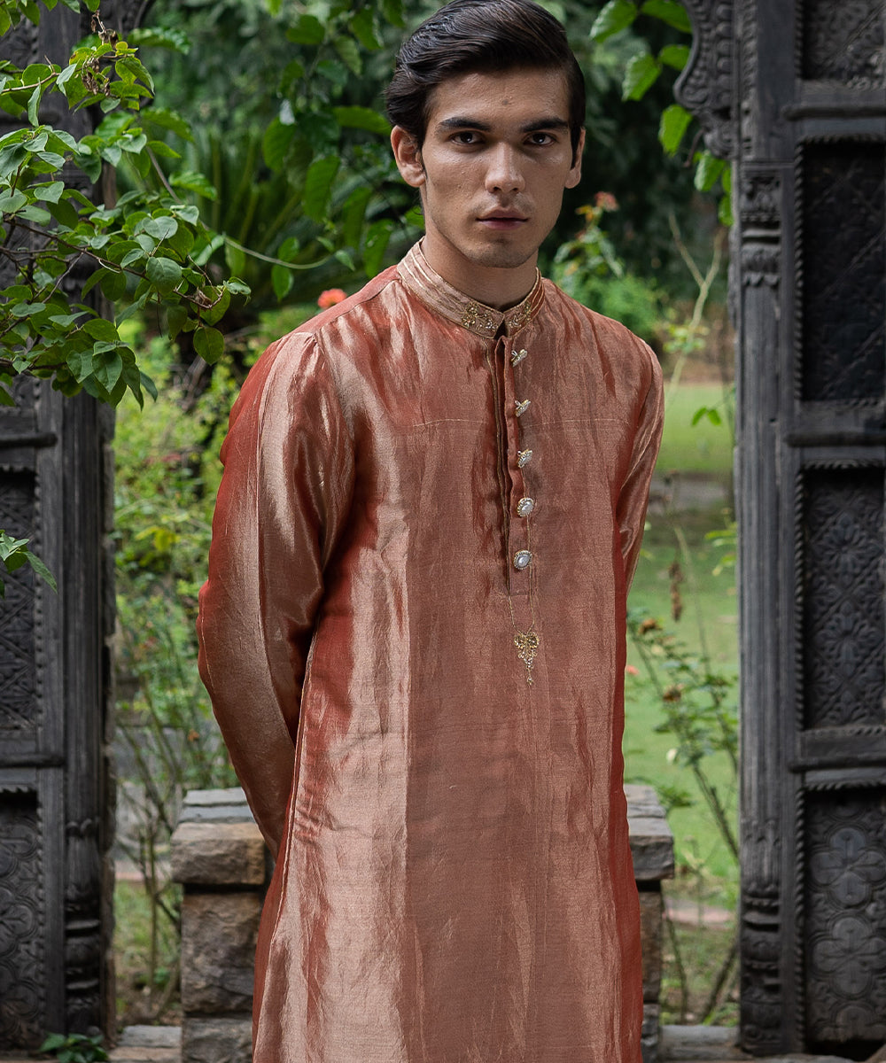 Blush Pink hand embroidered men's kurta