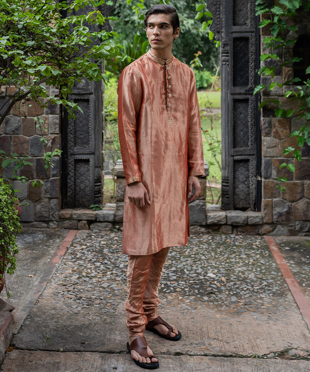 Blush Pink hand embroidered men's kurta