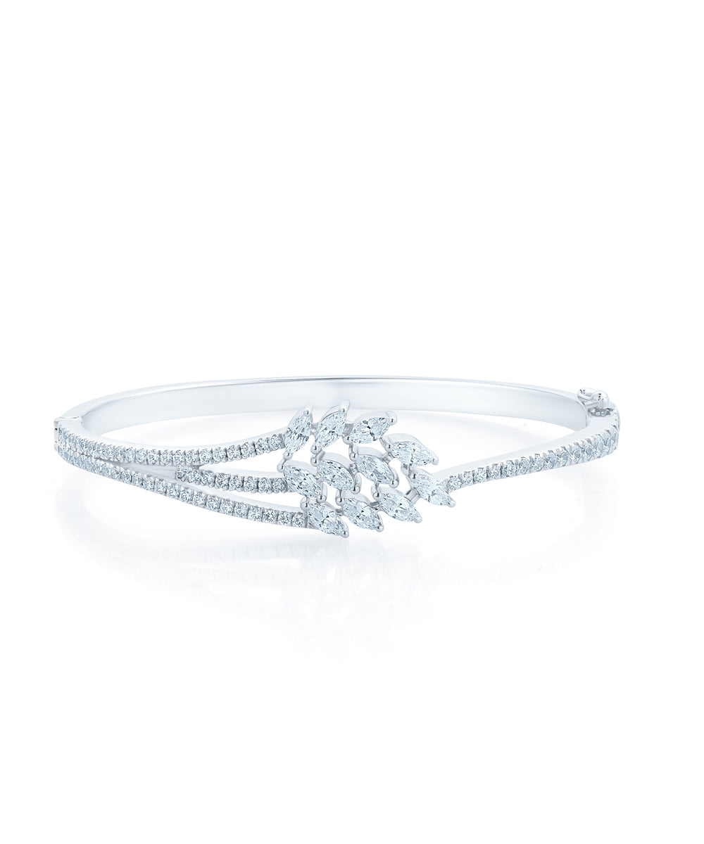 Exquisite Multi Cut Solitaire Bangle By Hyba Jewels