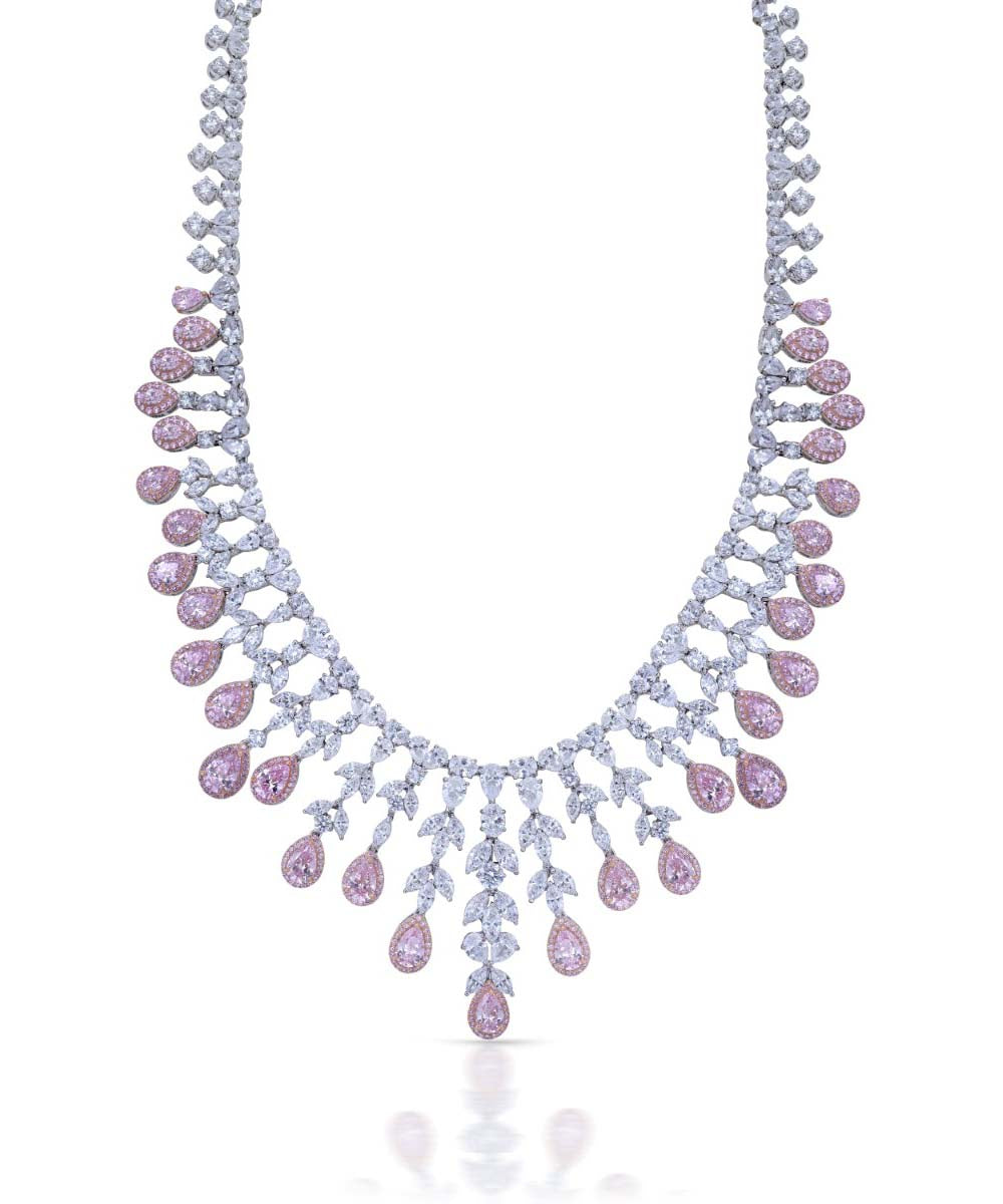 Statement Pink Bridal Necklace By Hyba Jewels