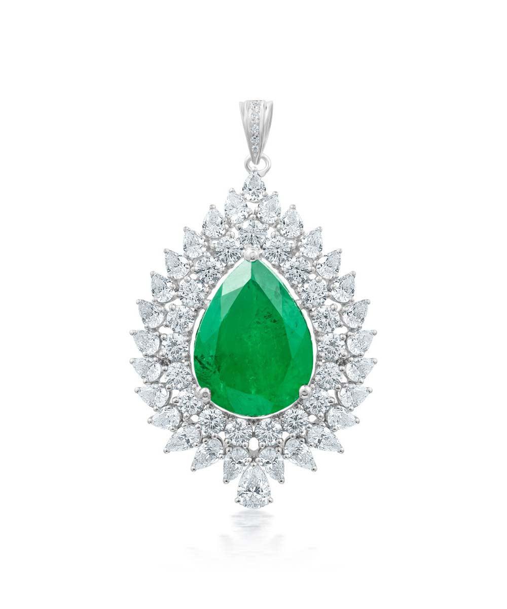 Tear Drop Emerald Pendant By Hyba Jewels