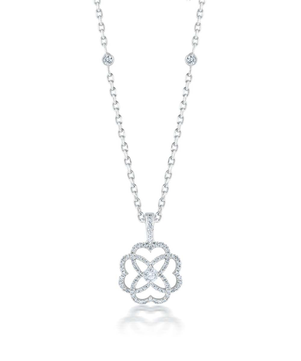 Multi Cut Solitaire Chain Pendant By Hyba Jewels