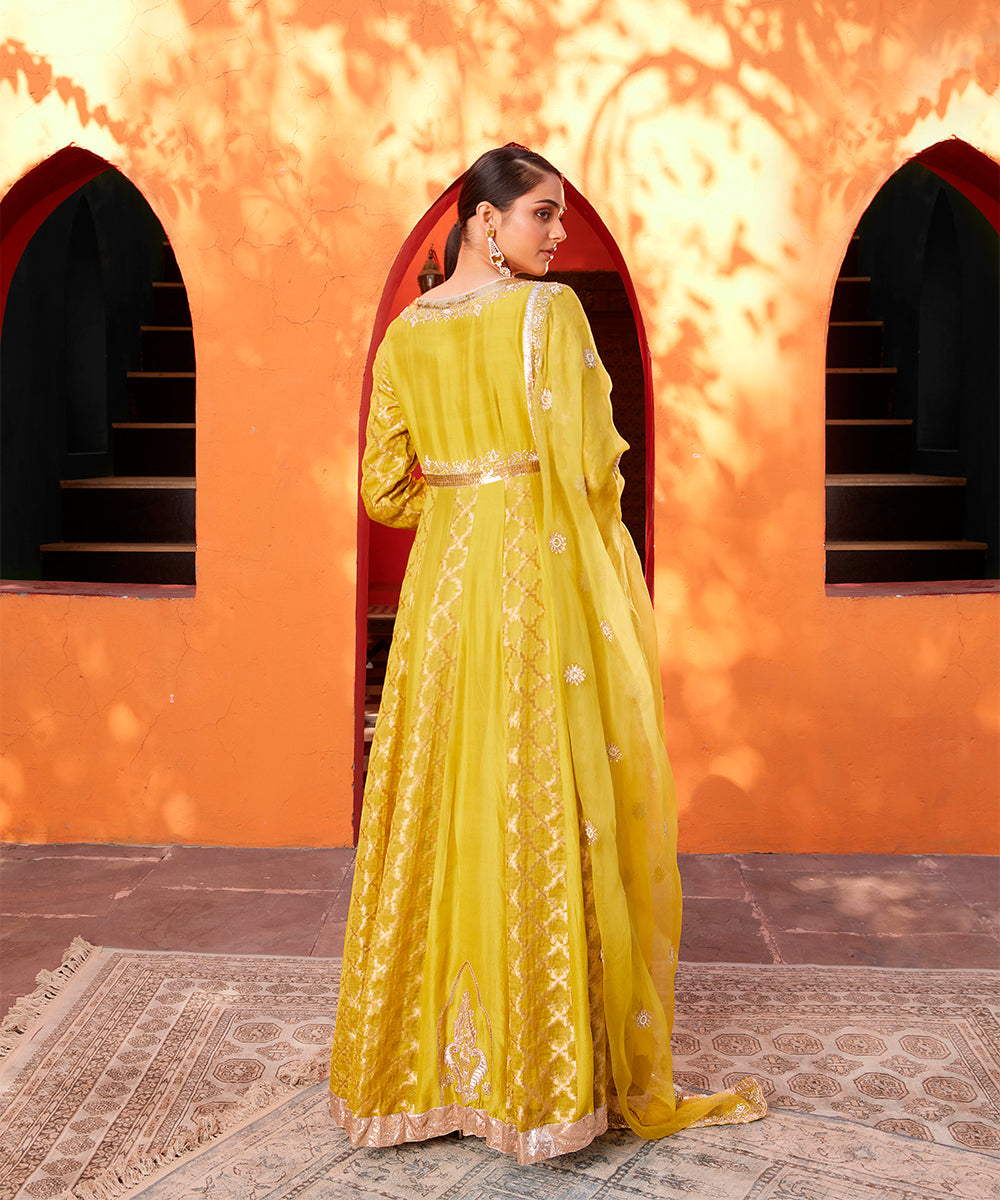 Mustard embroidered raw silk
anarkali set