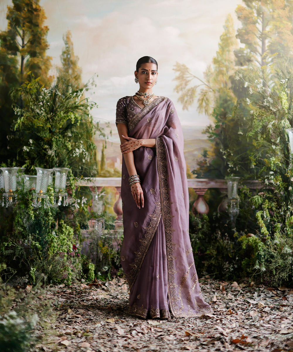 Antique Violet Saree Set