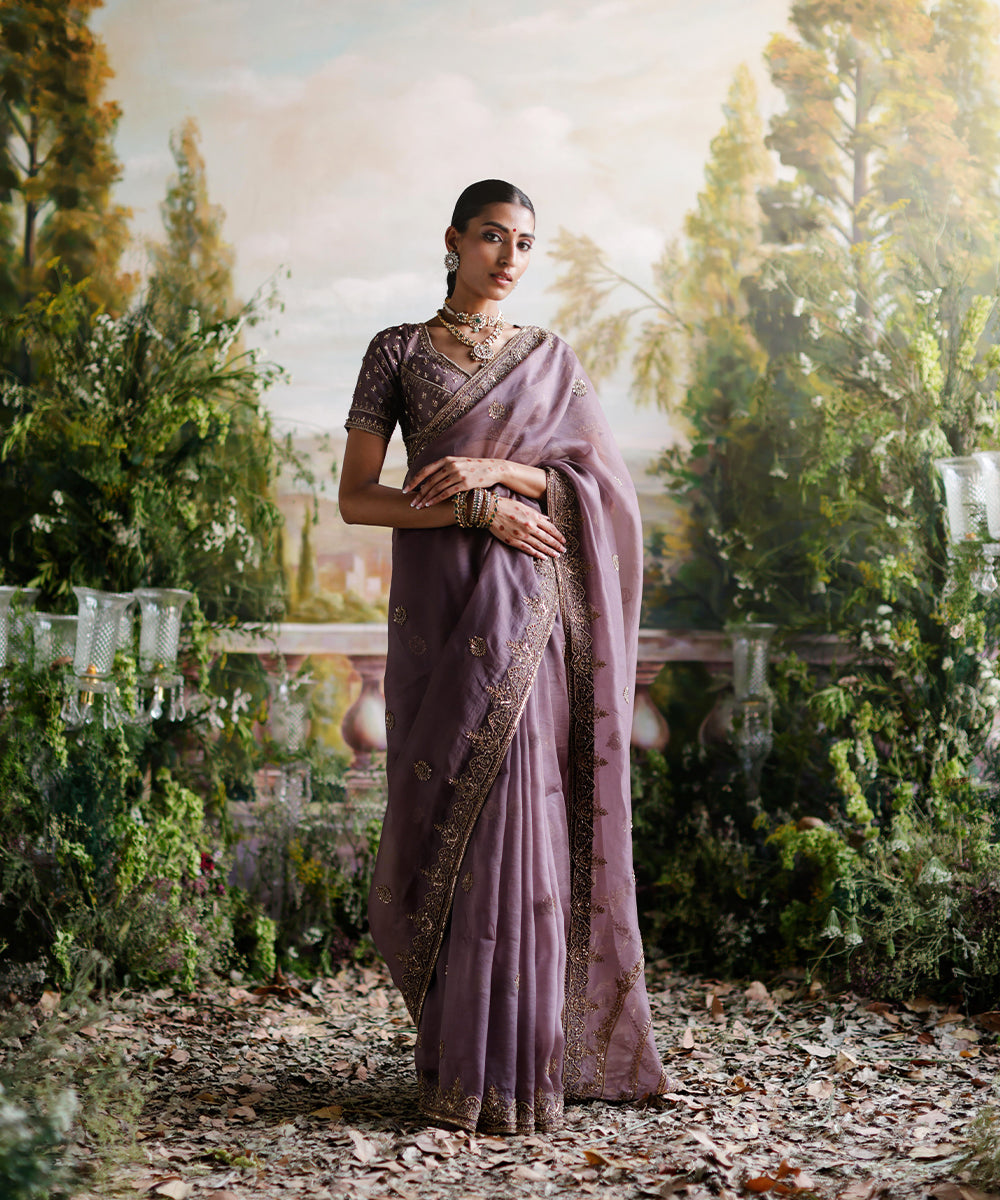 Antique Violet Saree Set