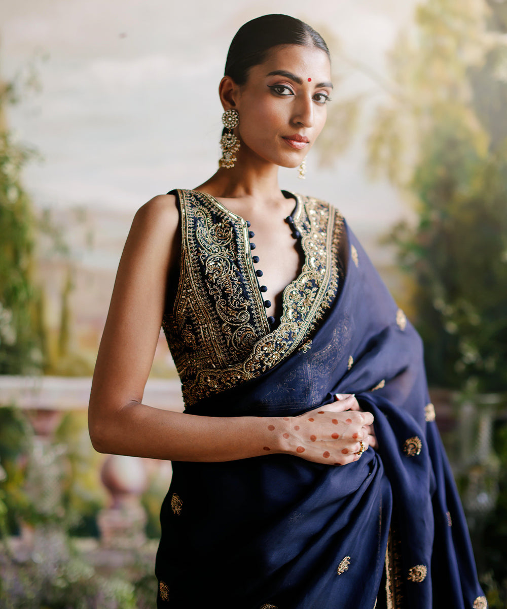 Navy Blue Saree set