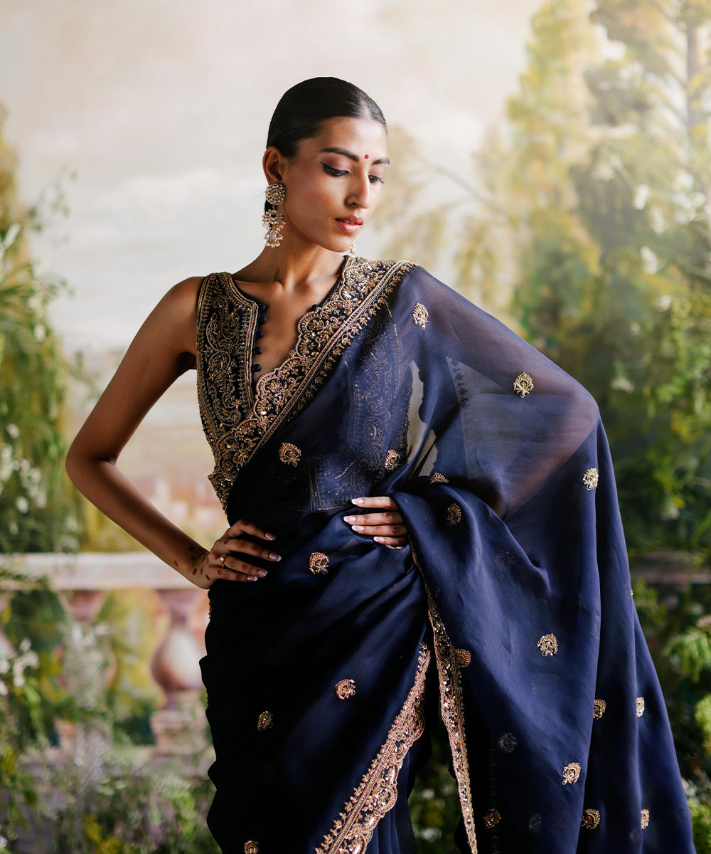 Navy Blue Saree set