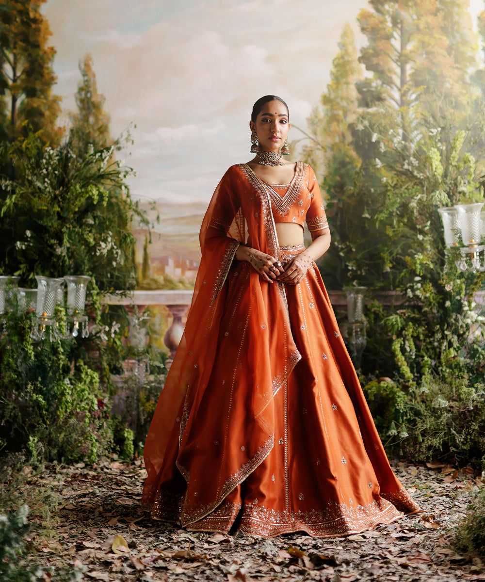 Rust Orange Lehenga Set