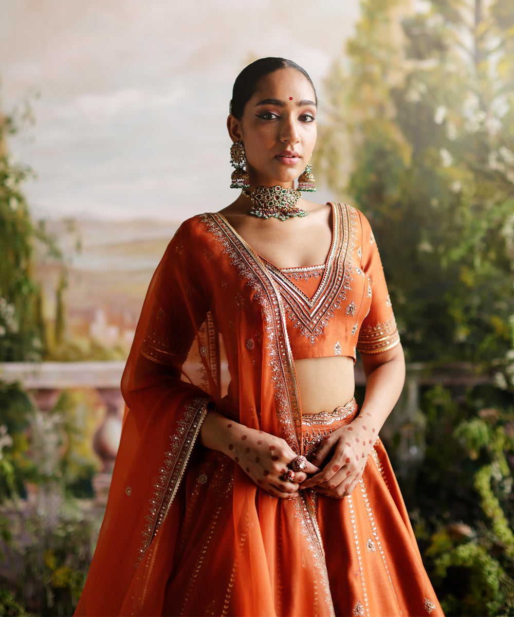 Rust Orange Lehenga Set