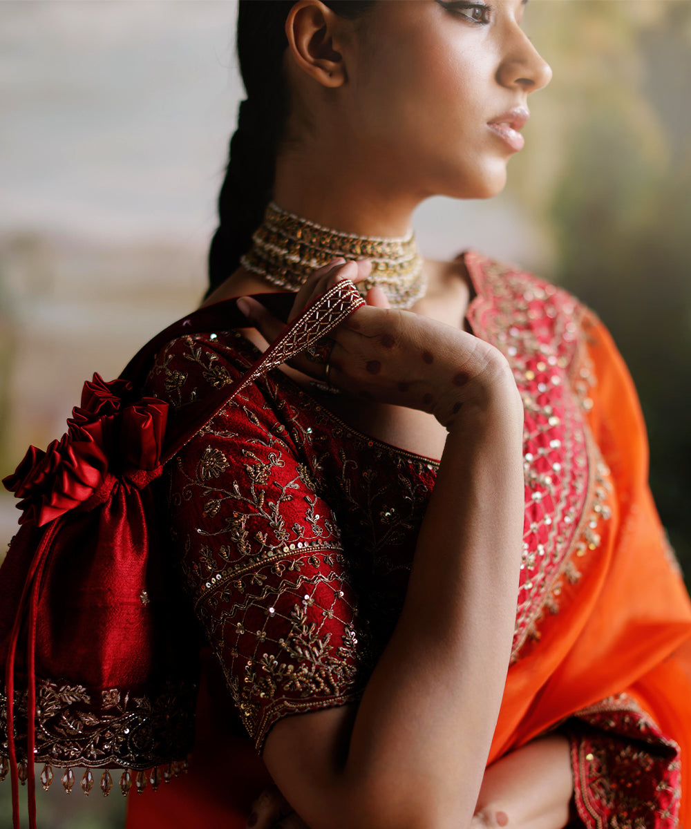 orange Saree Set