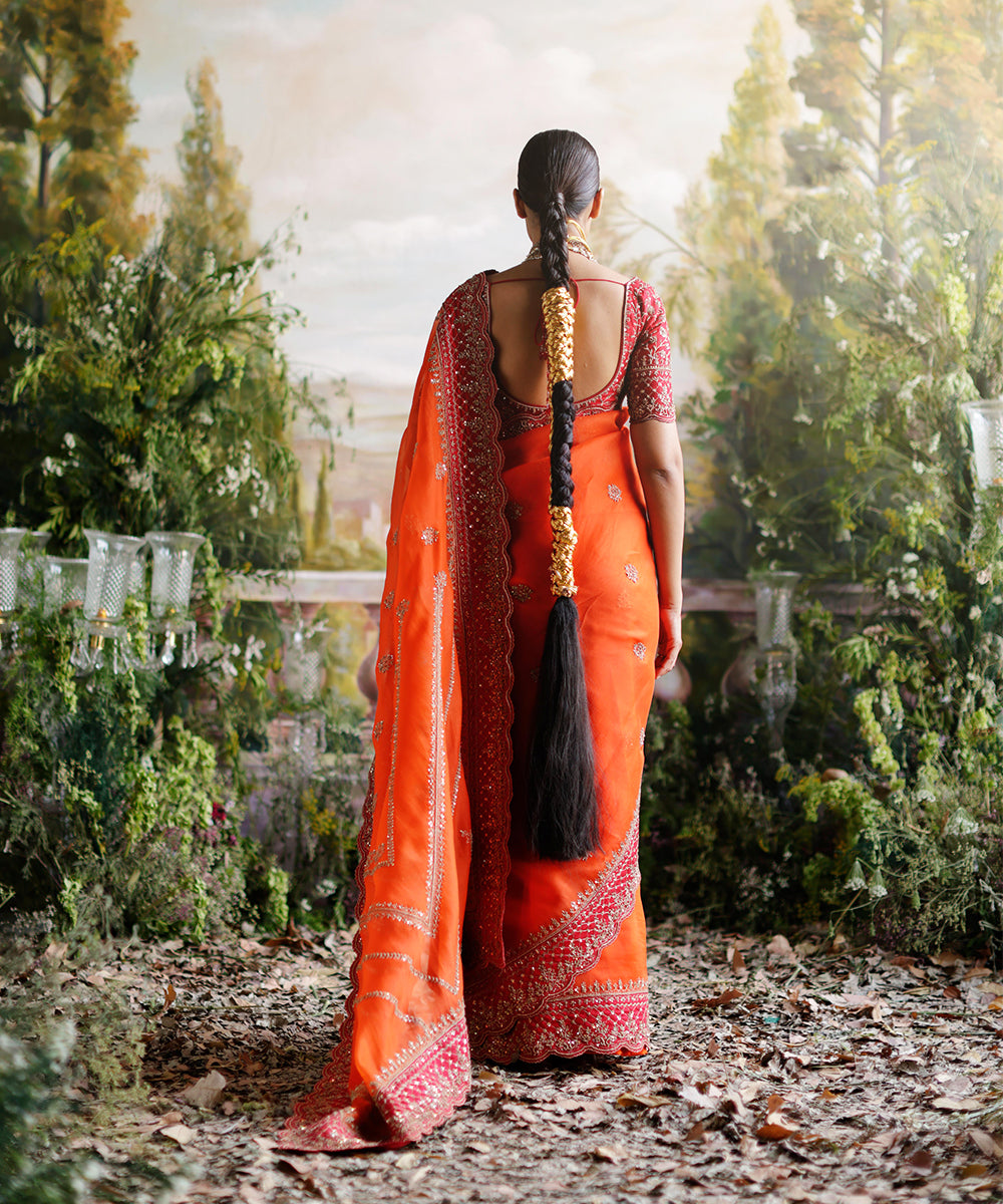 orange Saree Set