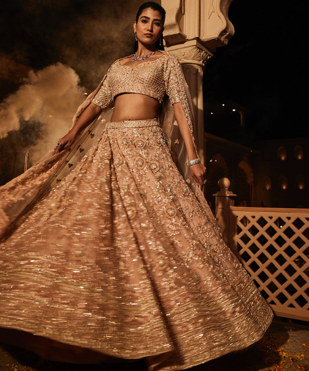 New Alyssa: Peach Heavily Embroidered Lehenga