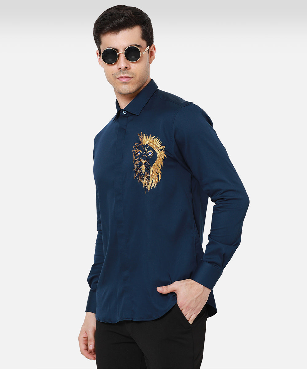 The Abstract Lion Blue Shirt