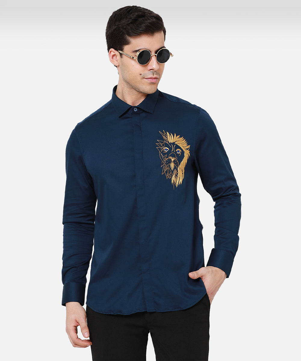 The Abstract Lion Blue Shirt