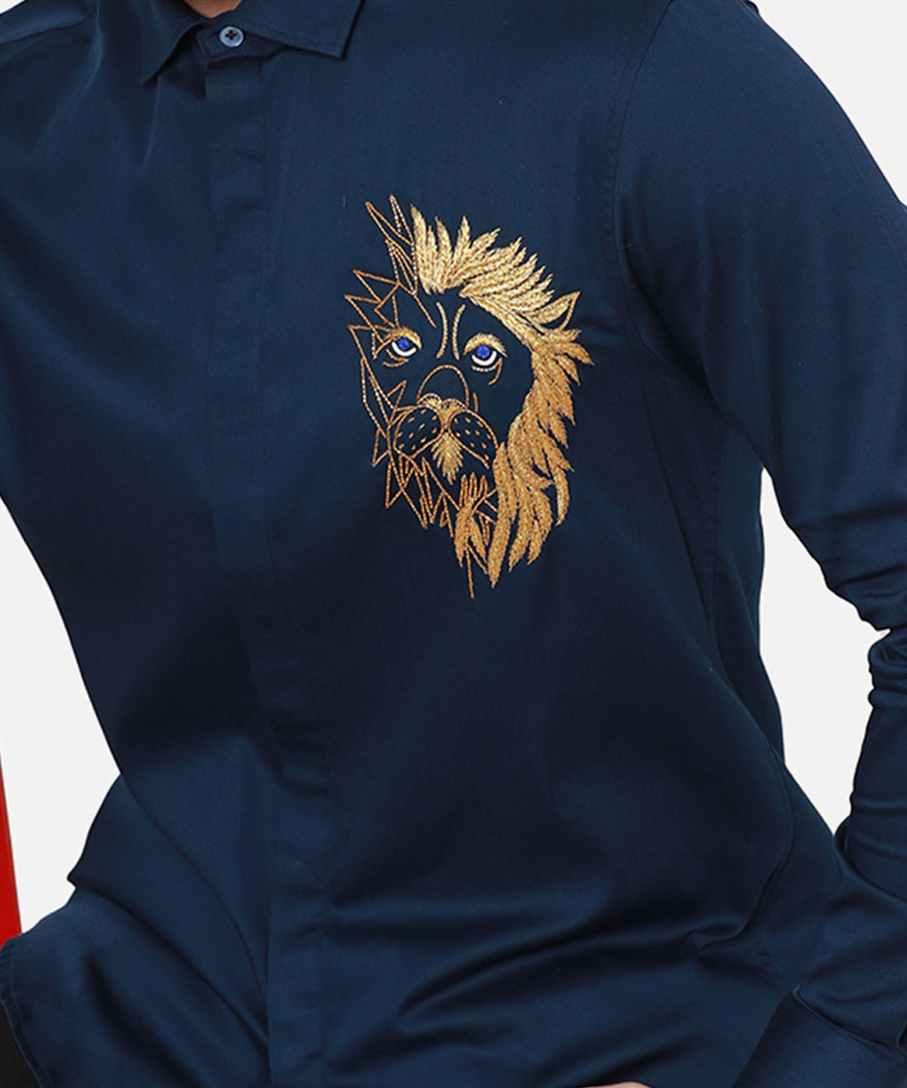 The Abstract Lion Blue Shirt