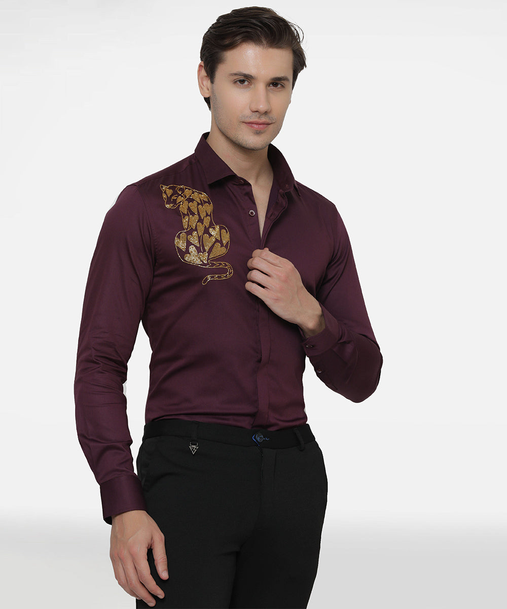 The Heart Panther Burgundy Shirt