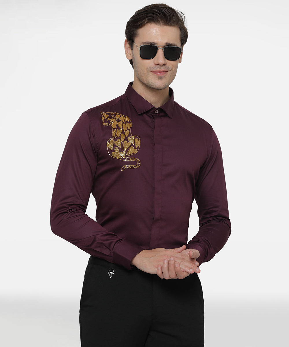 The Heart Panther Burgundy Shirt