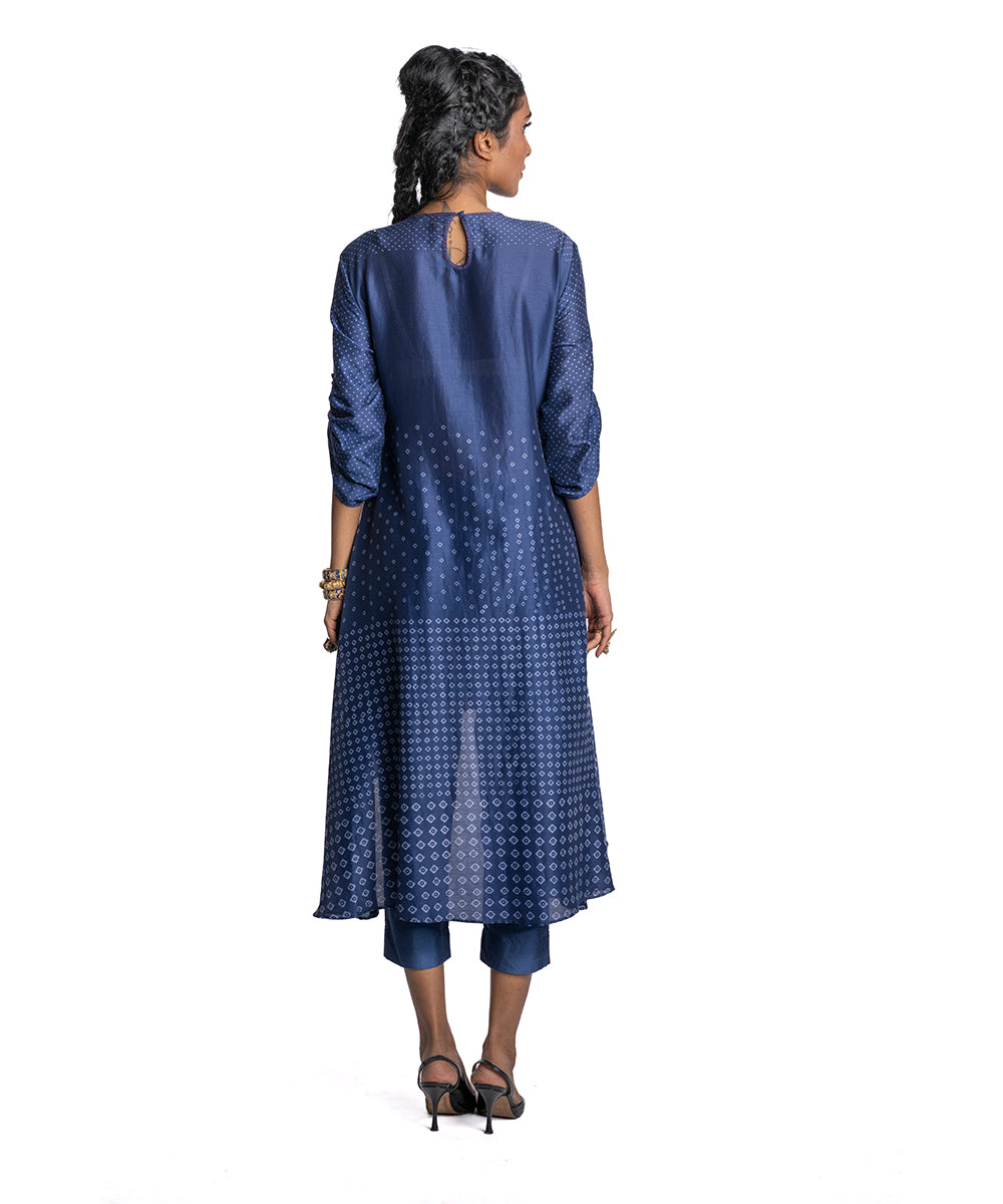 Indigo chanderi Asymmetric Tunic Set