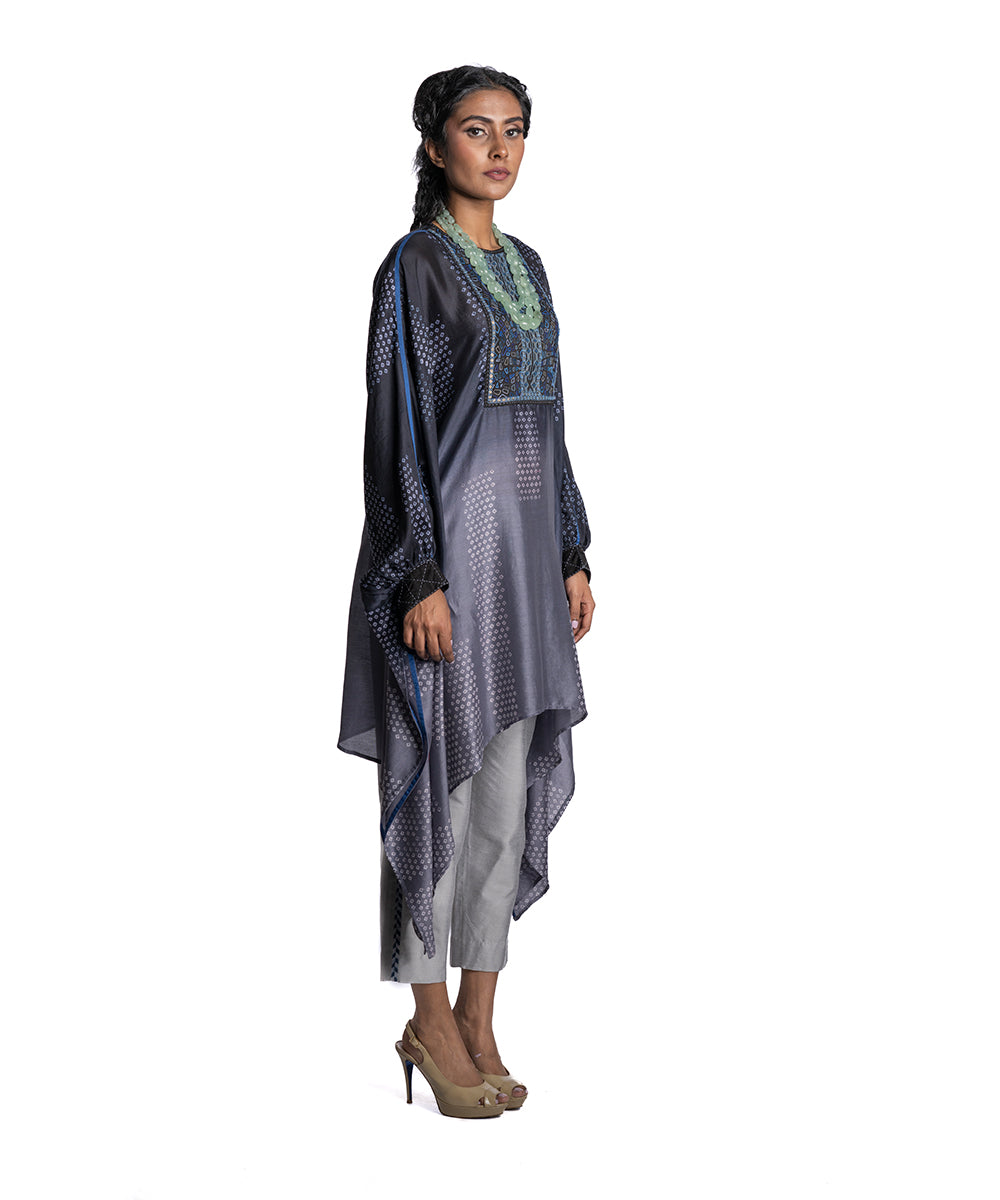 Black Grey Shaded Printed Kaftan Set