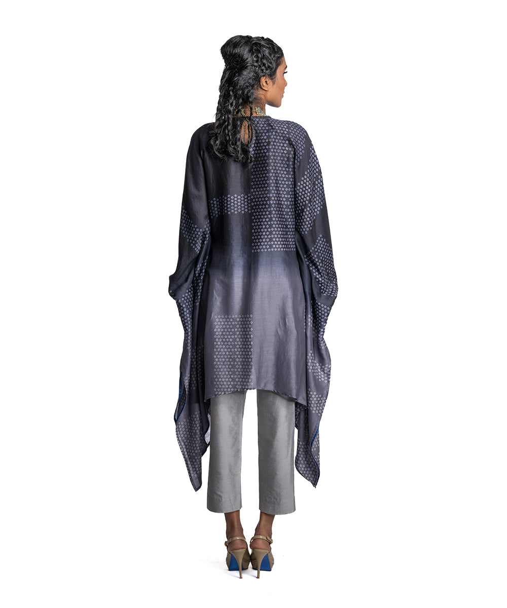 Black Grey Shaded Printed Kaftan Set