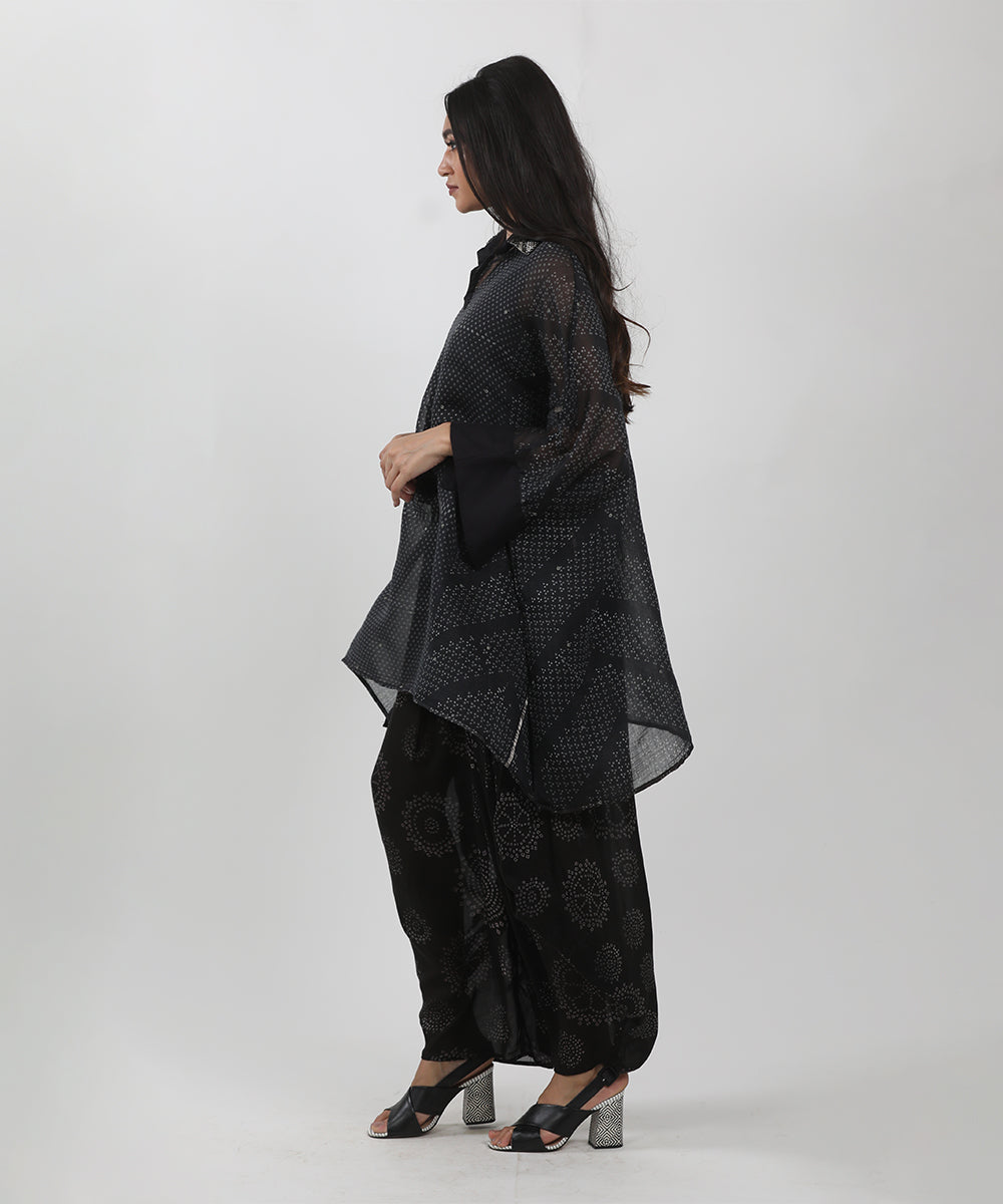 Black Block printed Short Kaftan