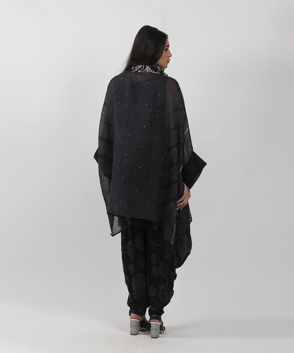 Black Block printed Short Kaftan