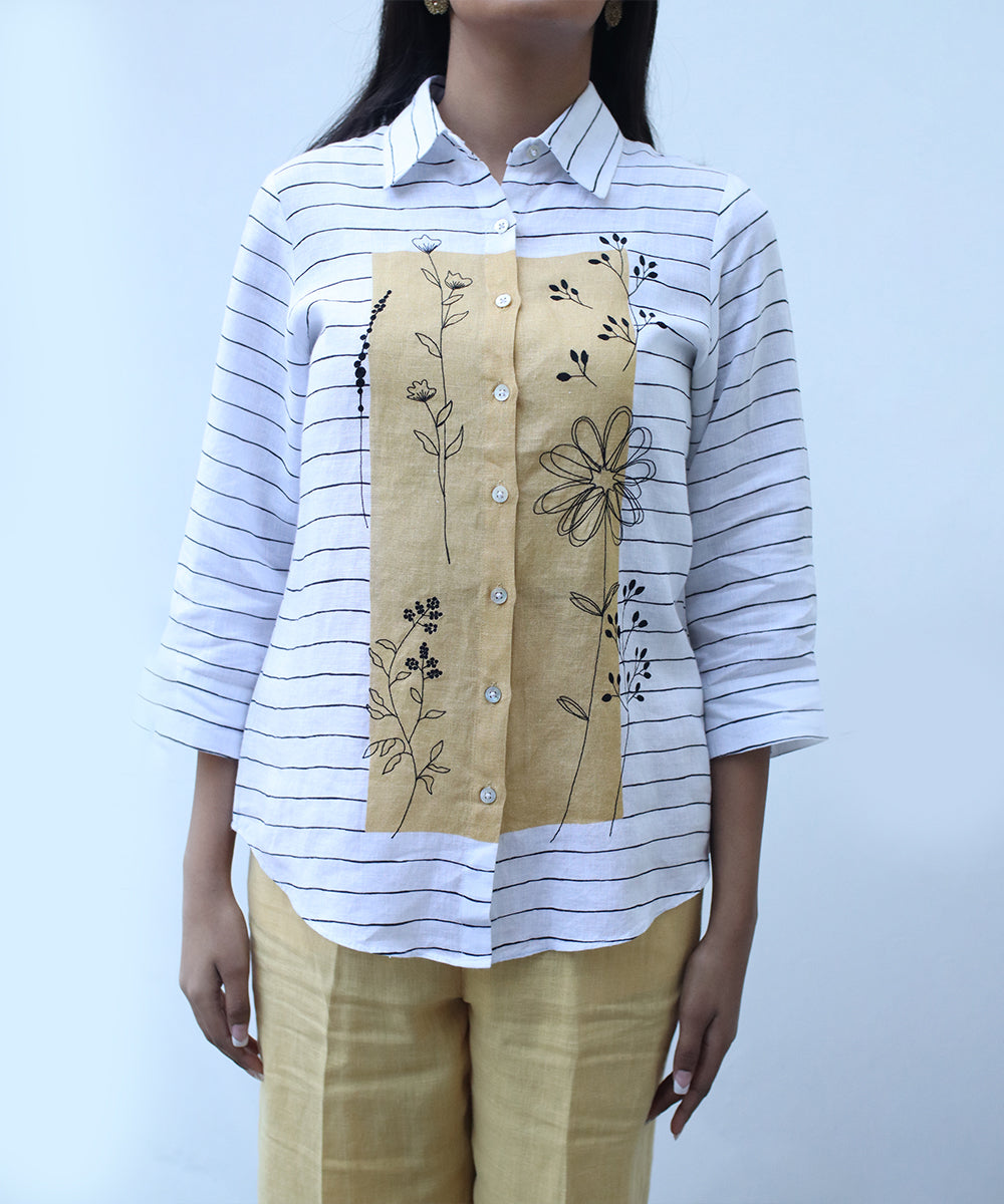 Digital print shirt in pure linen