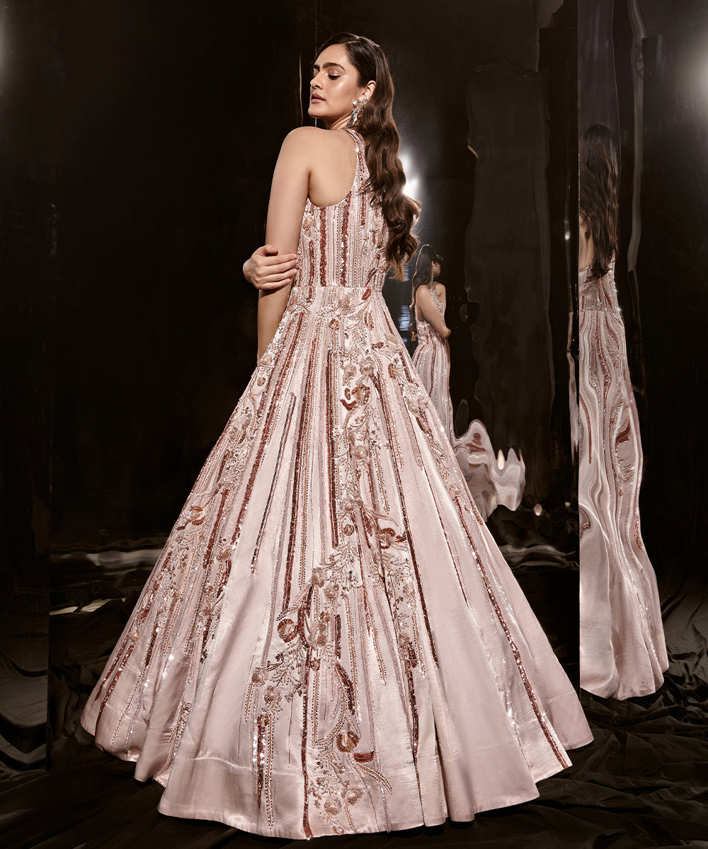 Pinkish nude embroiderd gown