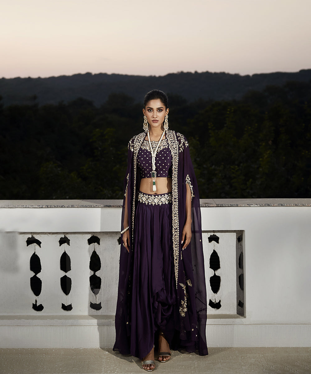 The Royal Matsya Midnight Plum Cape