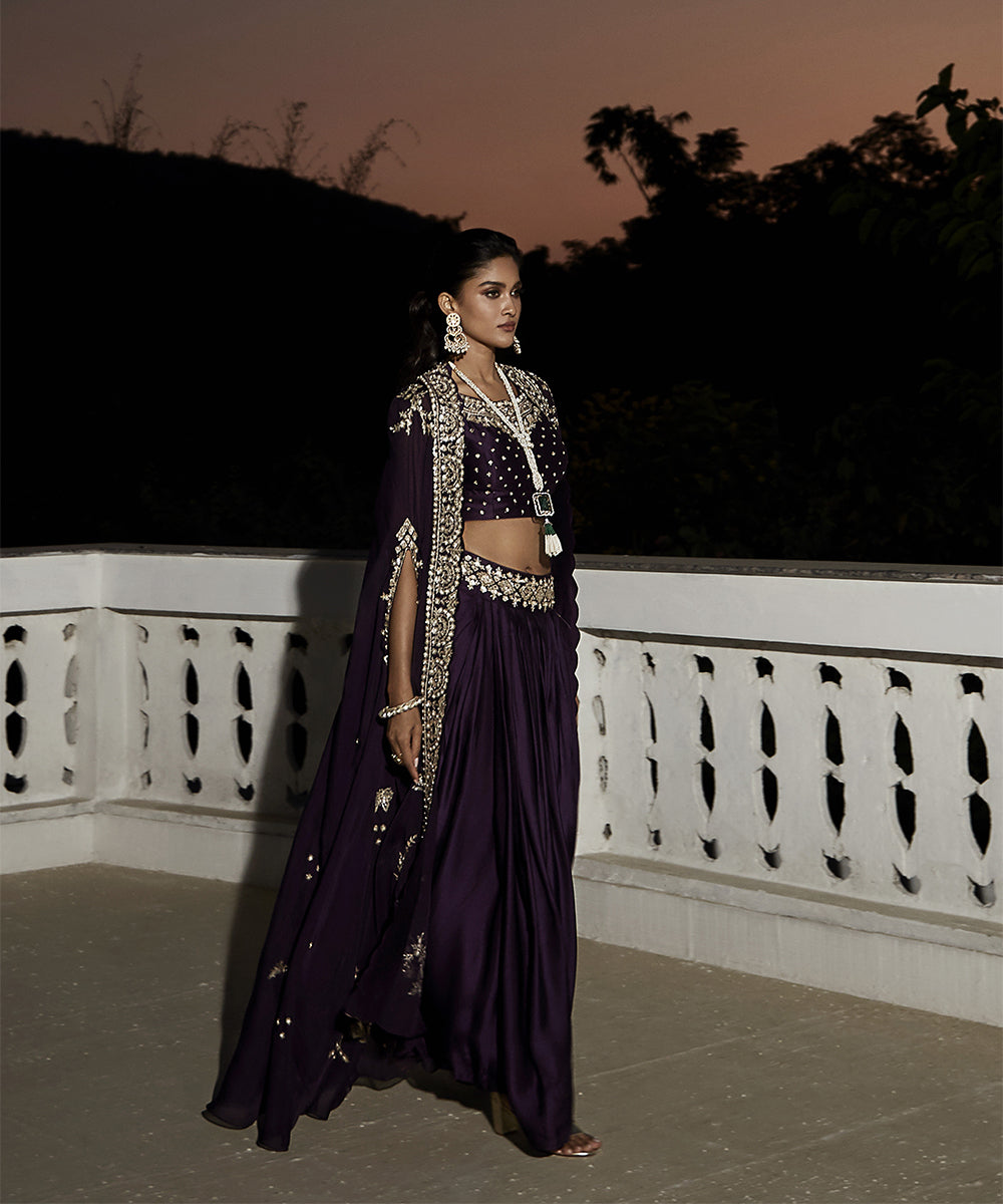 The Royal Matsya Midnight Plum Cape