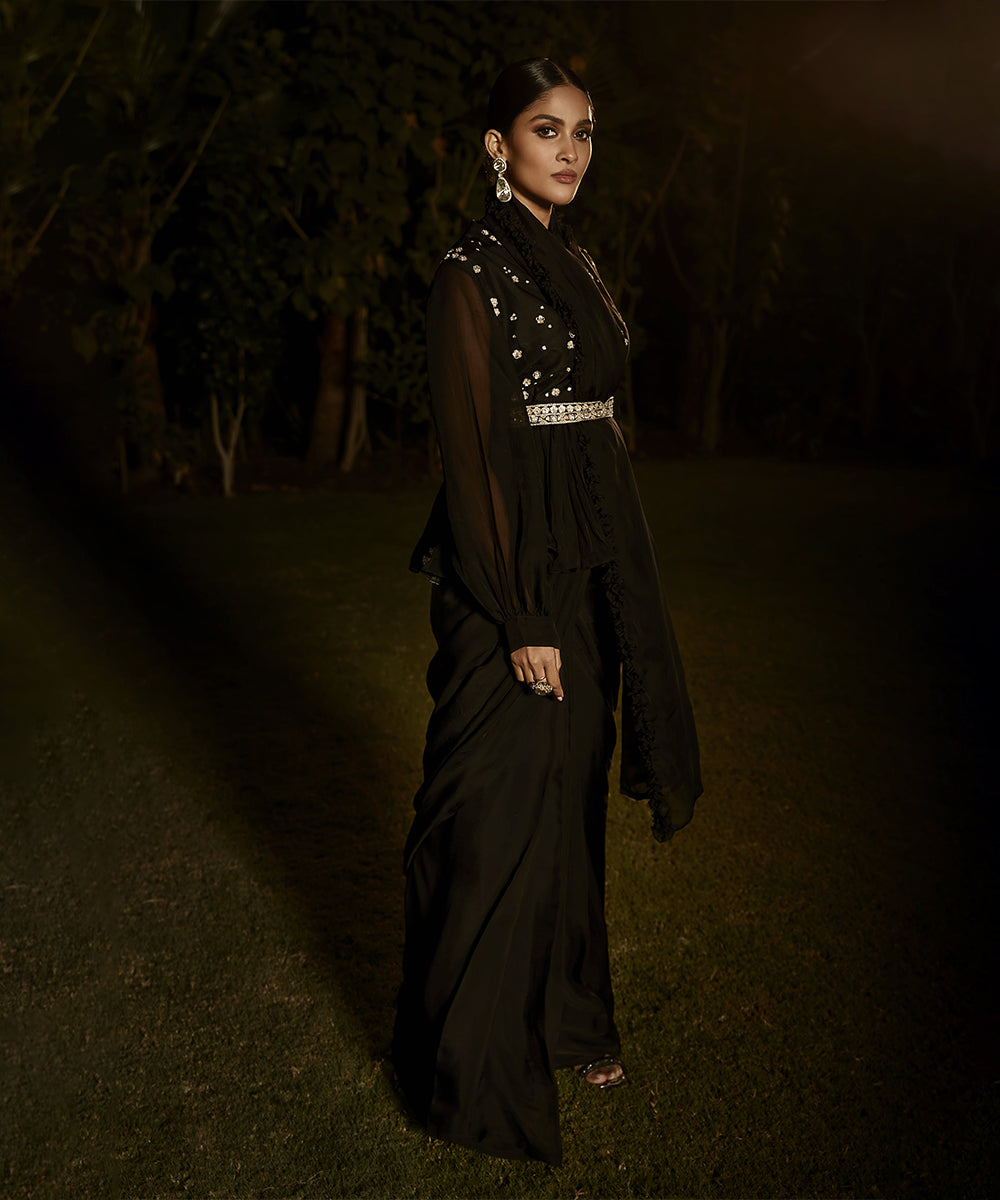 The Midnight in Rome Peplum Saree