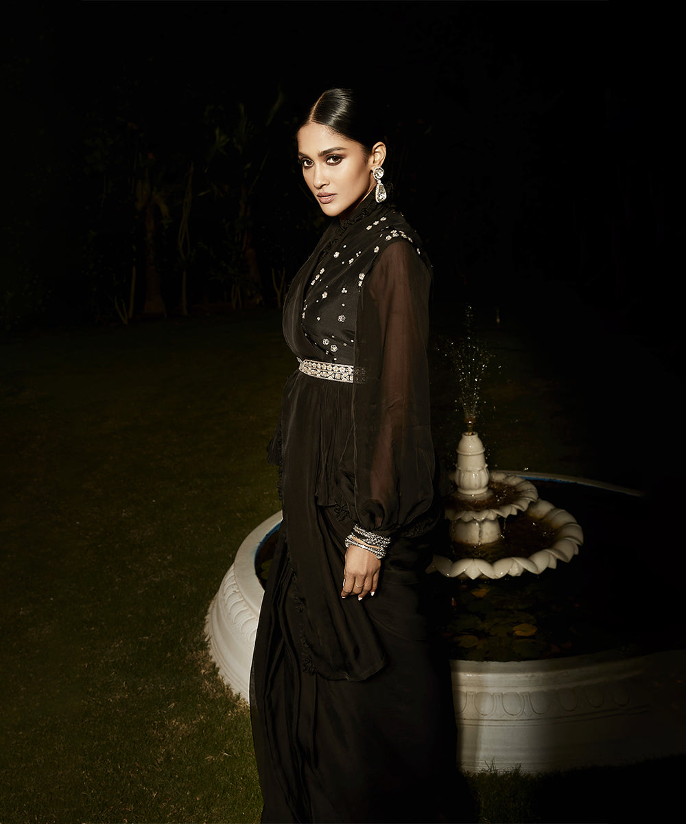 The Midnight in Rome Peplum Saree