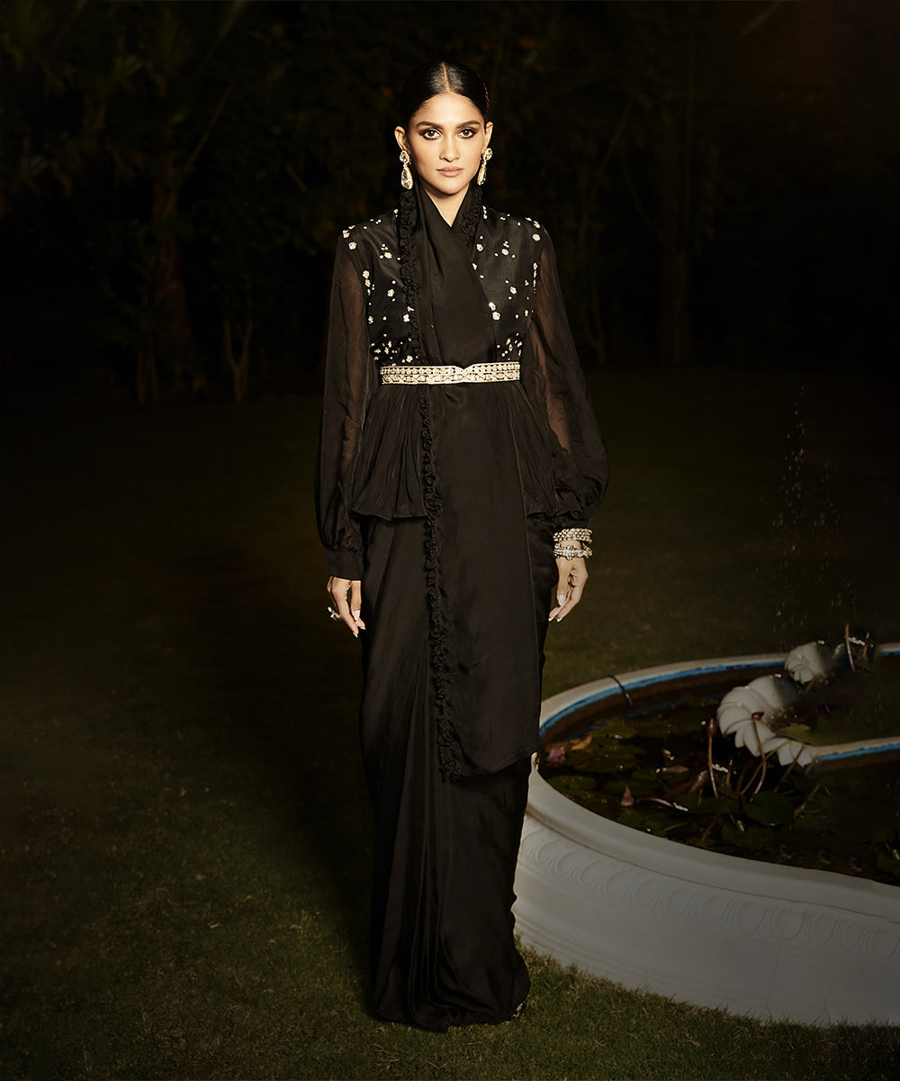 The Midnight in Rome Peplum Saree