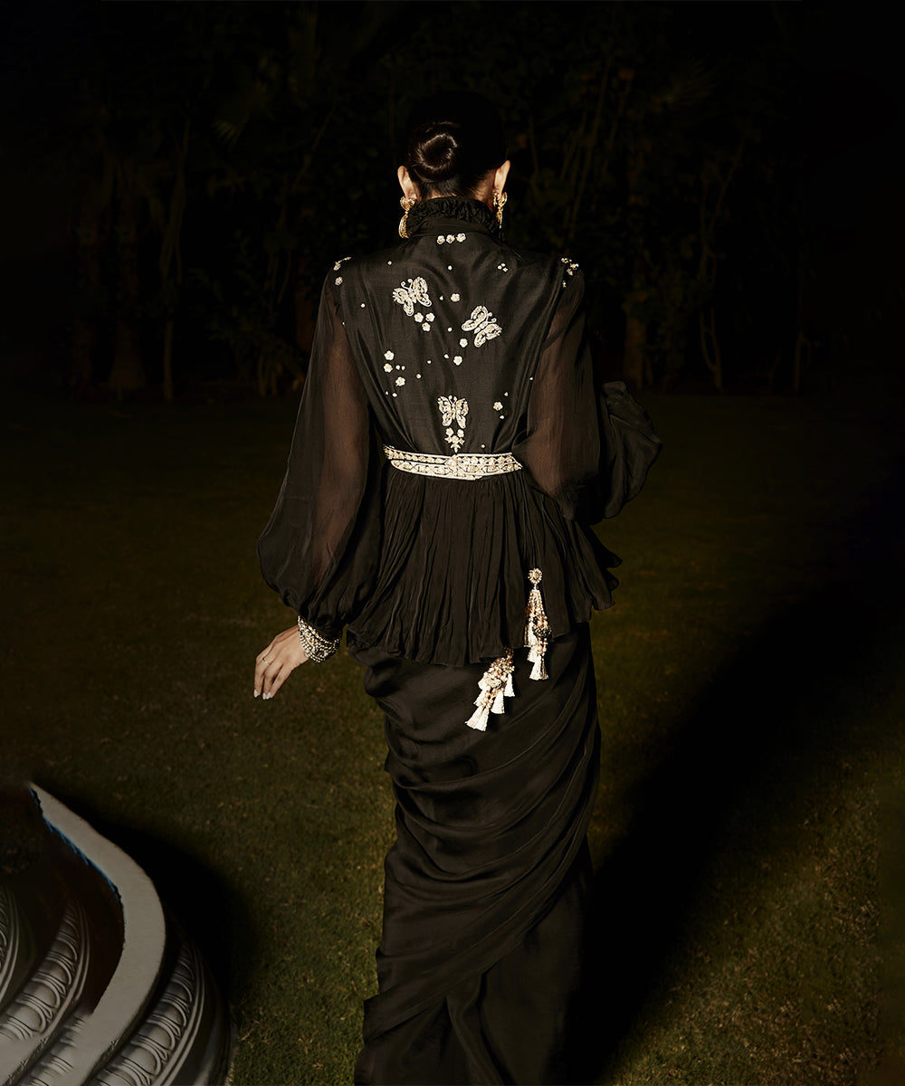 The Midnight in Rome Peplum Saree