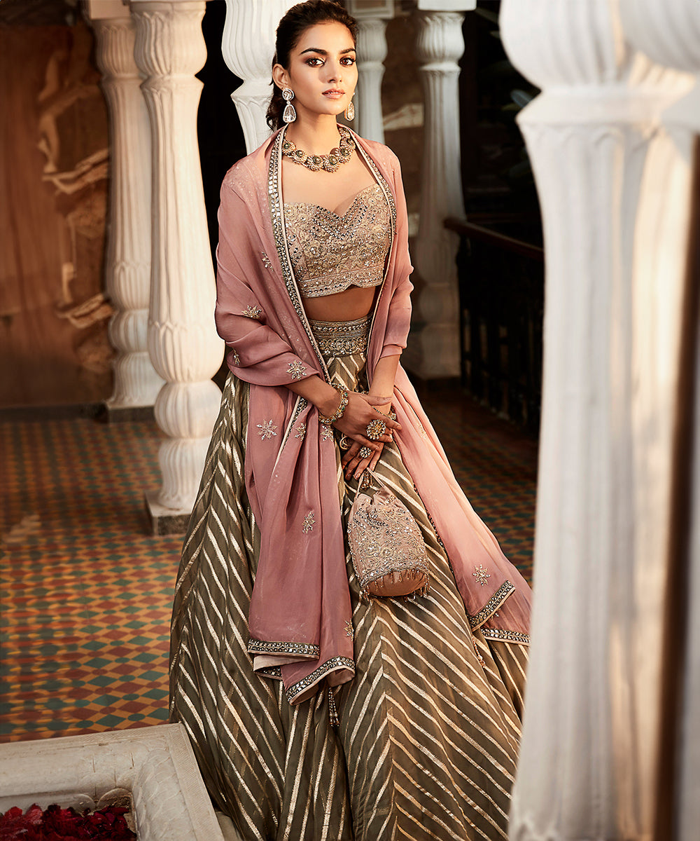 The Earthen Rose Lehenga Woven Set