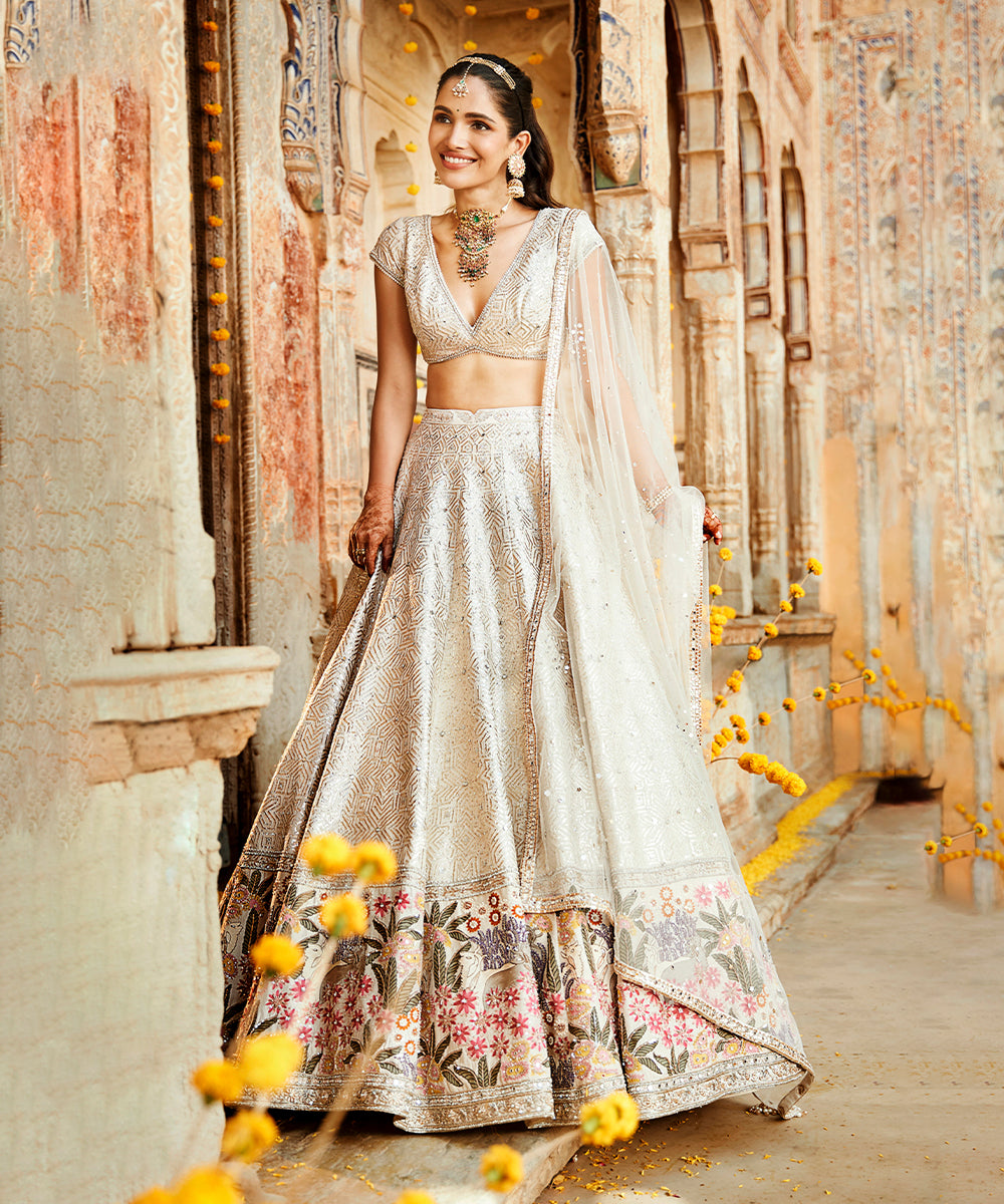 Rambagh Silk Suchhi Ivory Lehenga