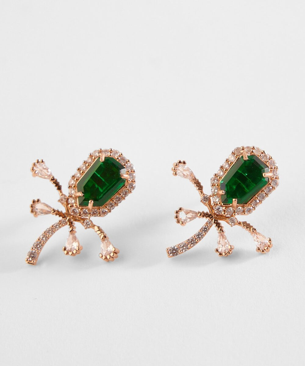 The Faena Mini Stud Earrings in Emerald Green