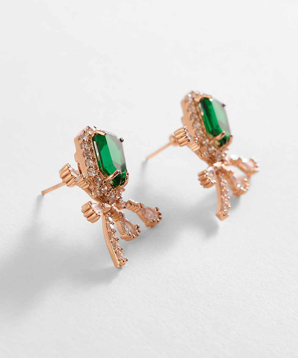 The Faena Mini Stud Earrings in Emerald Green