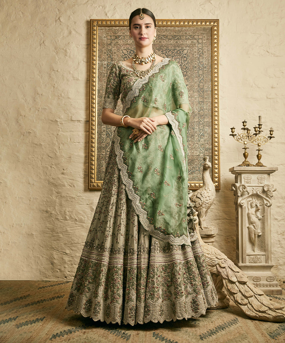 Hexagon border lehenga