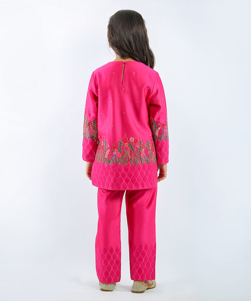 Floral embroidered short kurta set