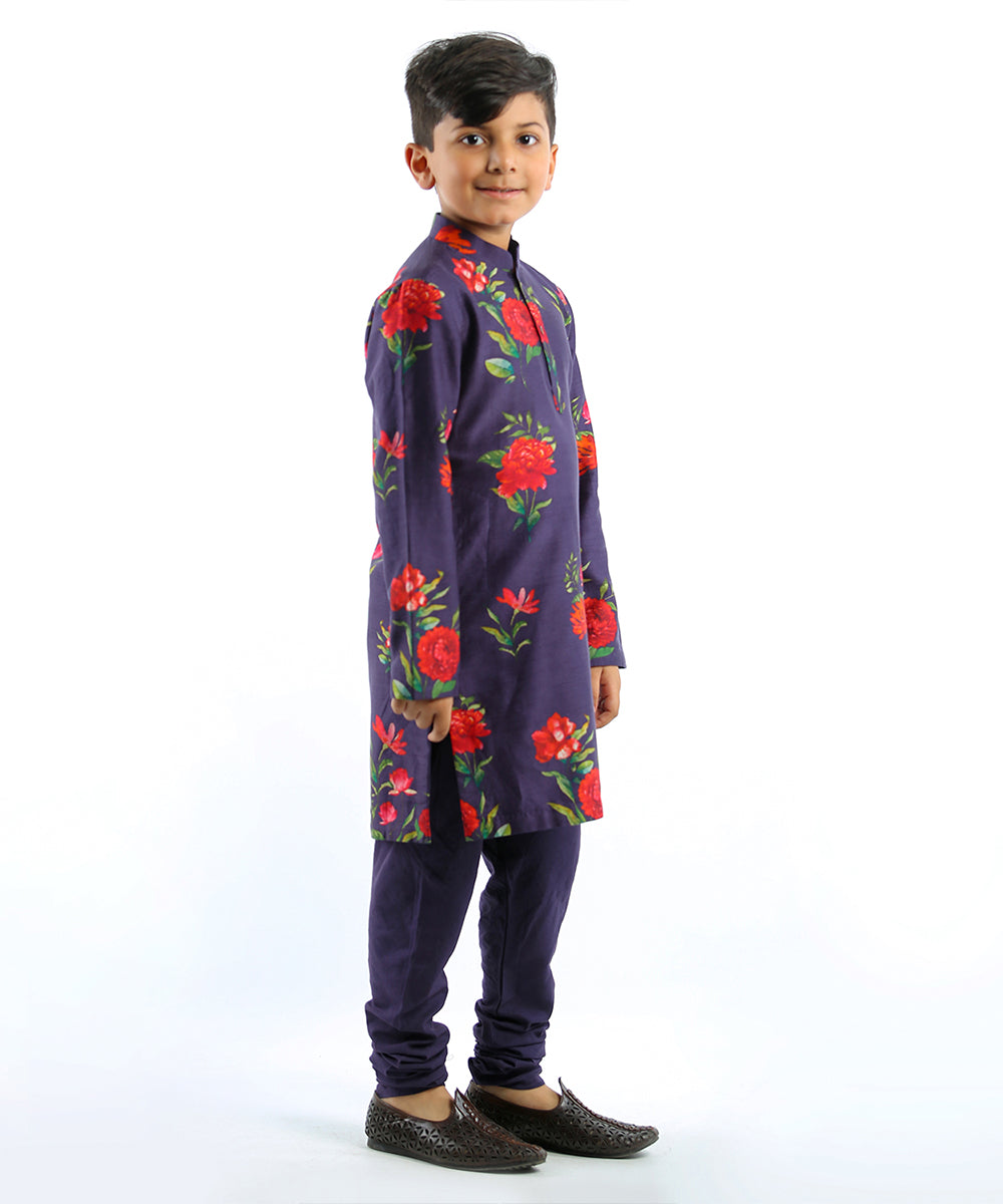 Indigo floral digital printed kurta set