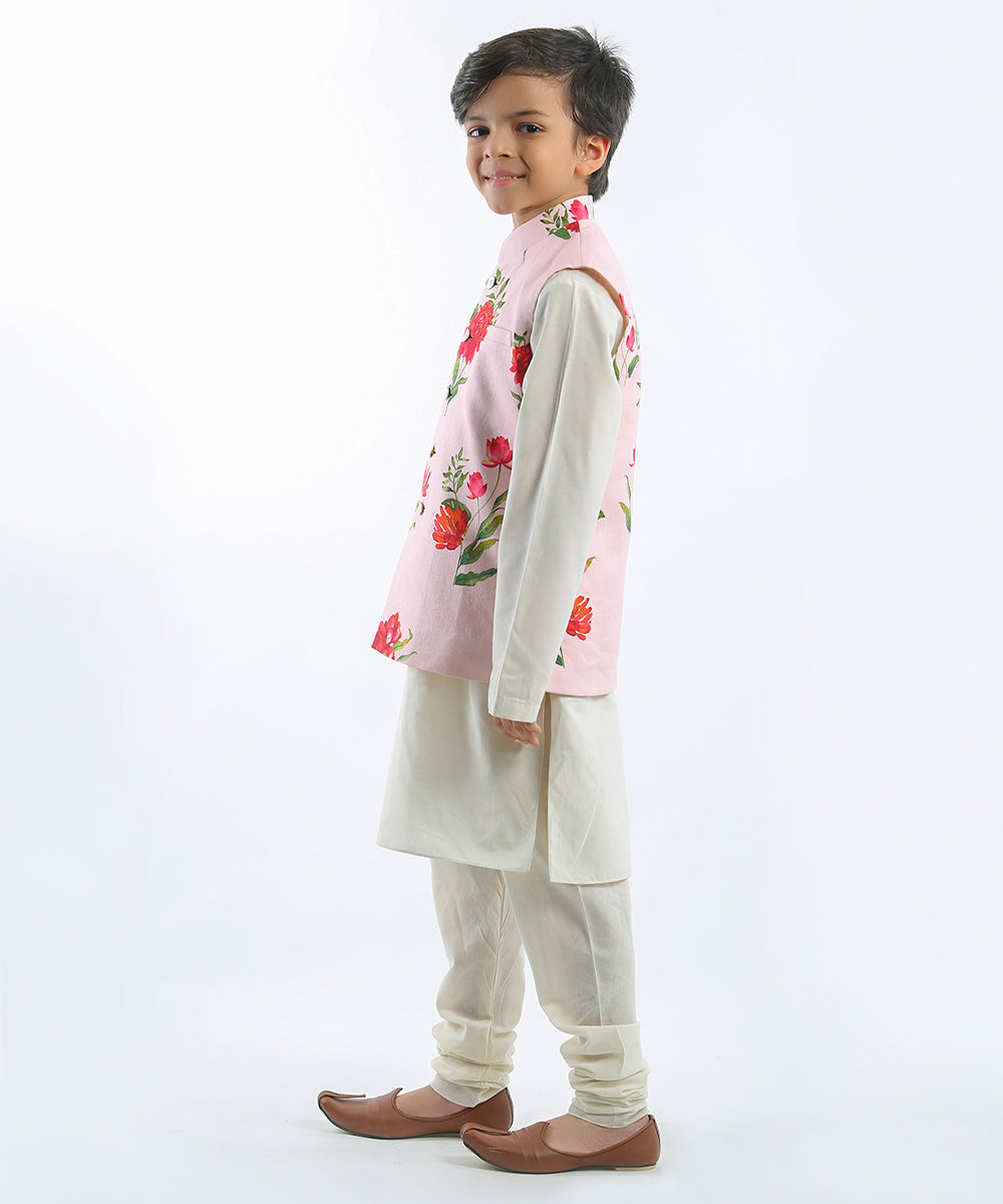 Pink floral digital printed bundi