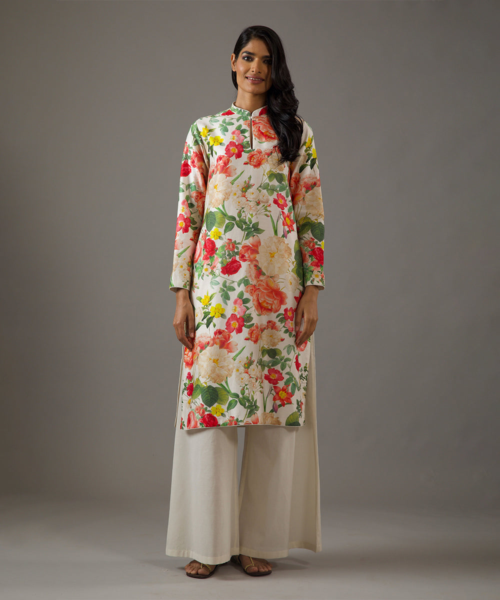 Ivory Floral Printed Tunic Set