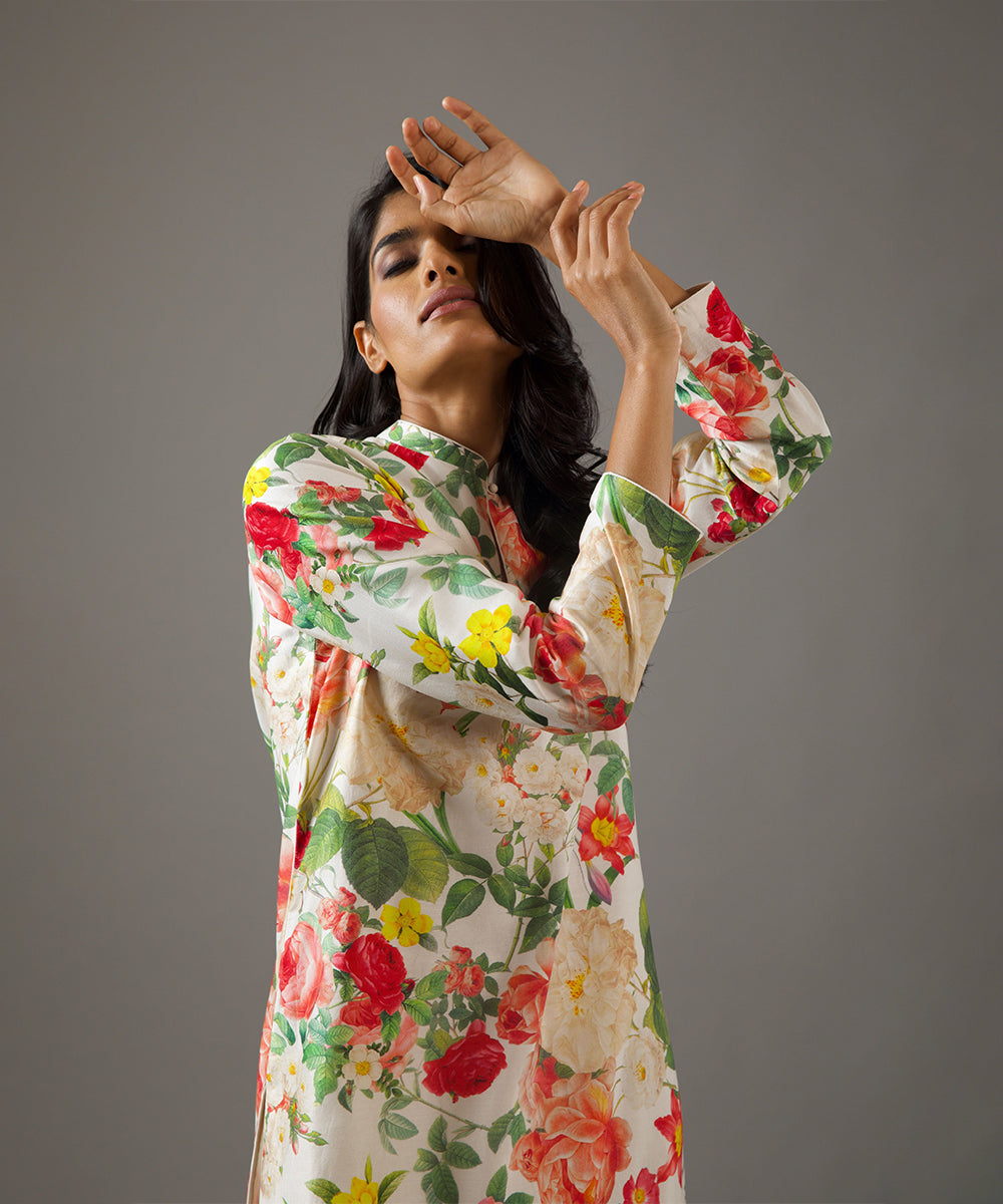 Ivory Floral Printed Tunic Set