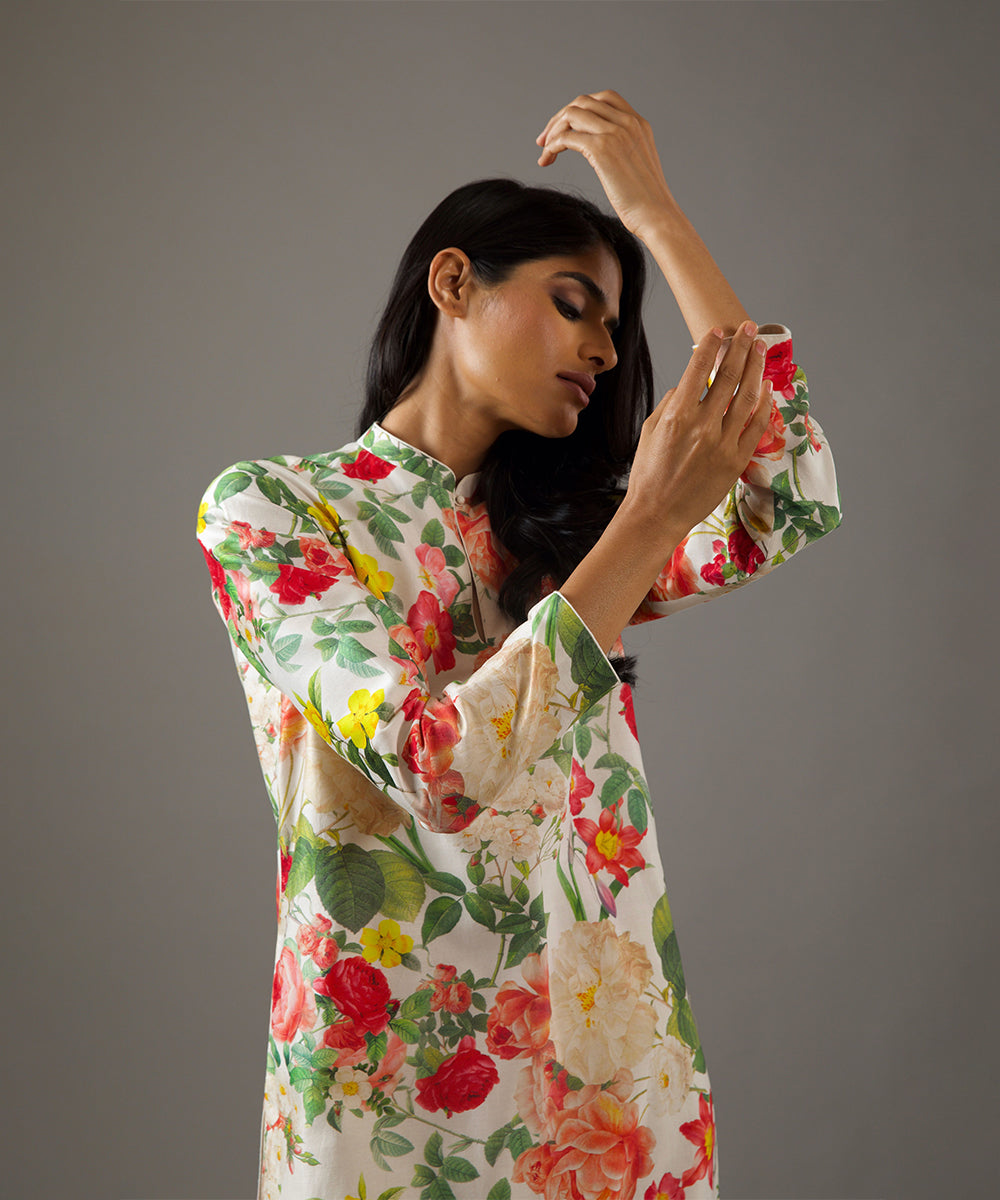 Ivory Floral Printed Tunic Set