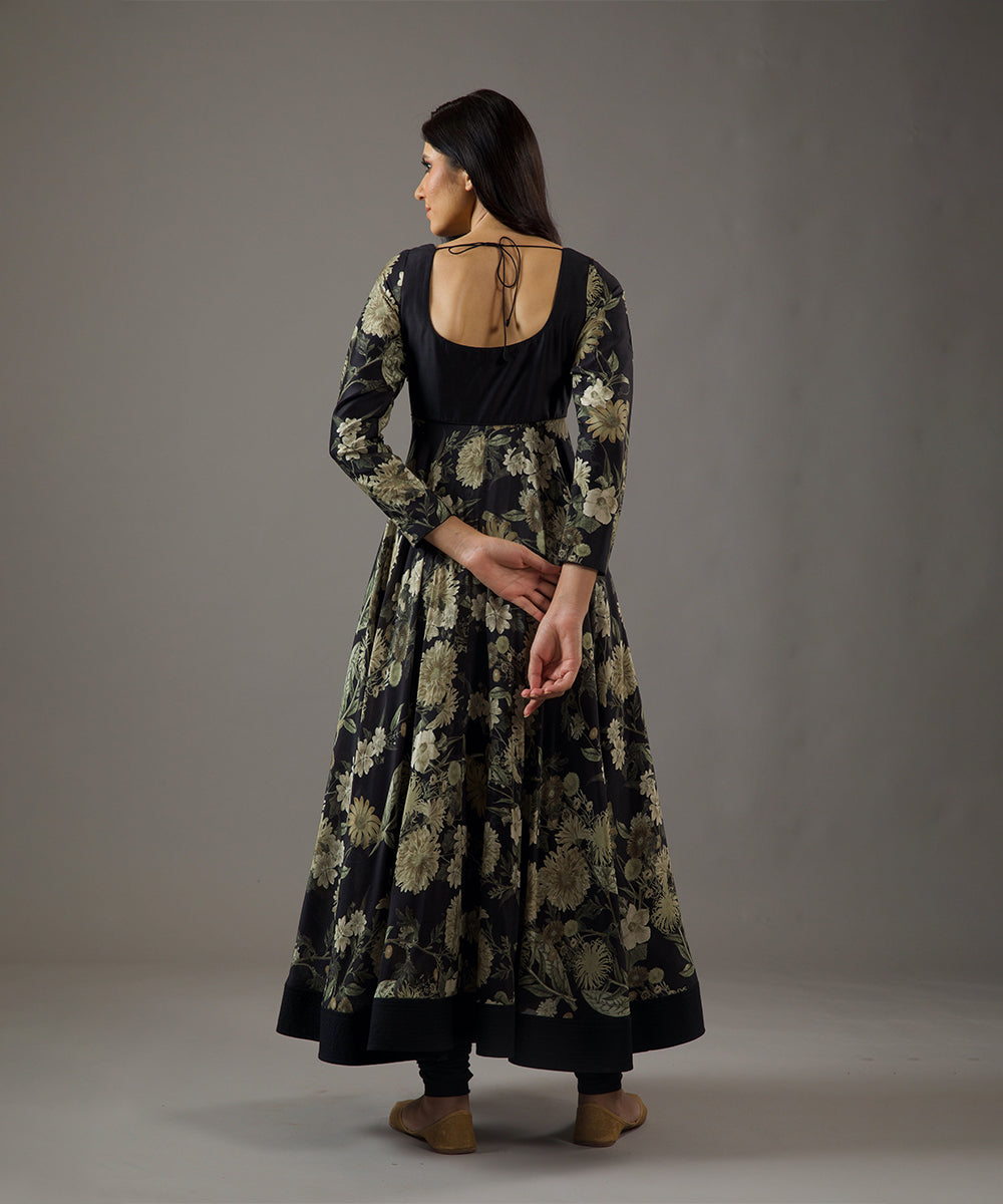 Black Printed Anarkali Set