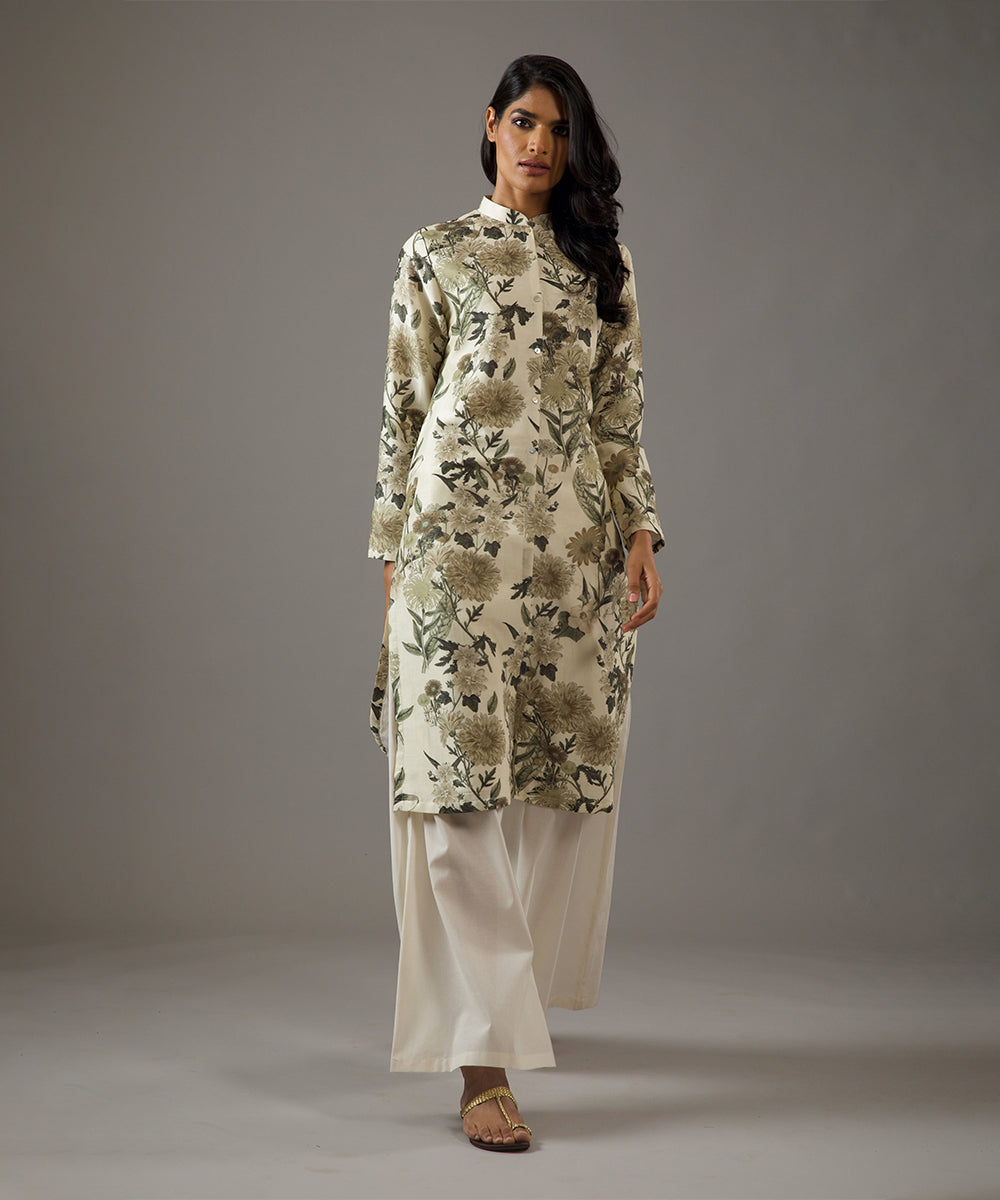 Front Open Printed Tunic Set